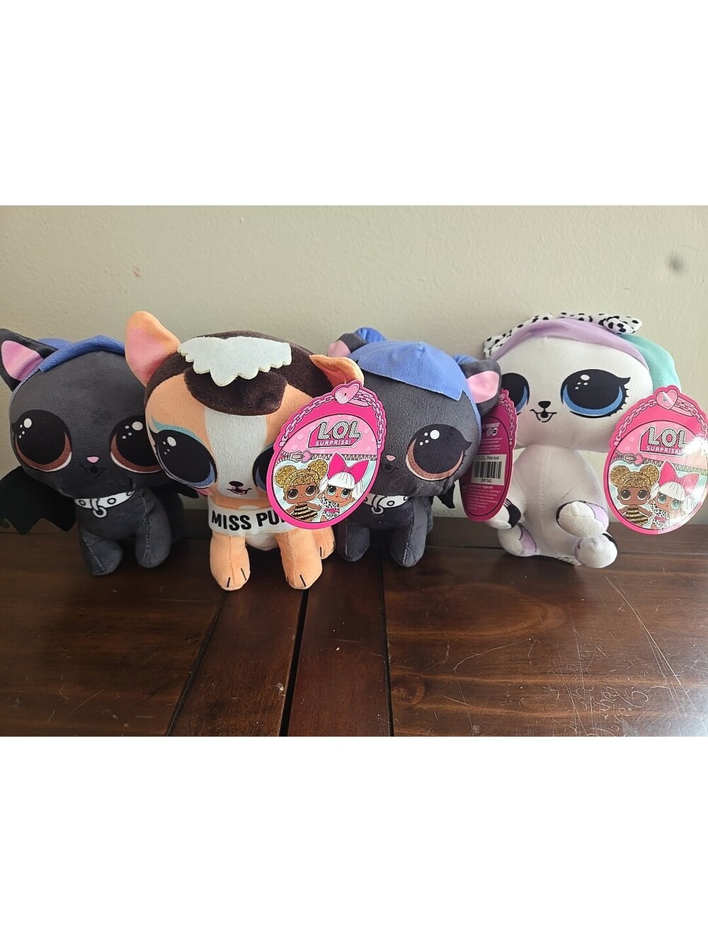 LOL Surprise Lot Pets Cat Dog Plush Pink Silver Cute Kitty Stuffed Animal Toy